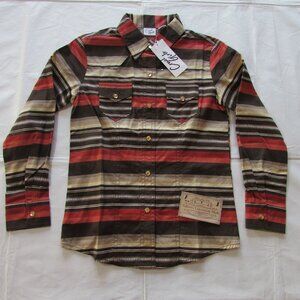 Cruel Girls Long Sleeve Stripe Snap Western Shirt Brown